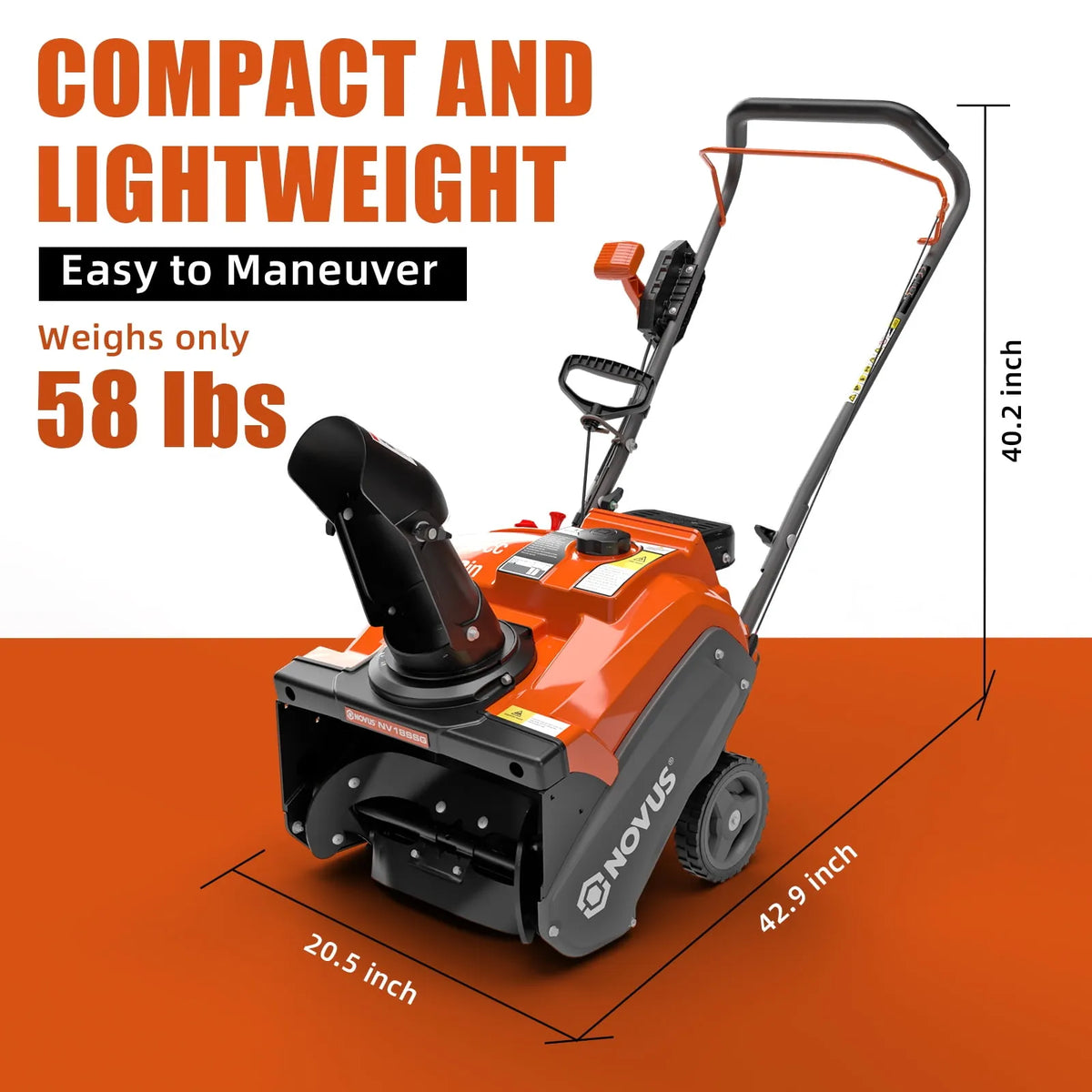 Novus Single Stage Gas Snow Blower 18 inch with 190 Remote Chute Control