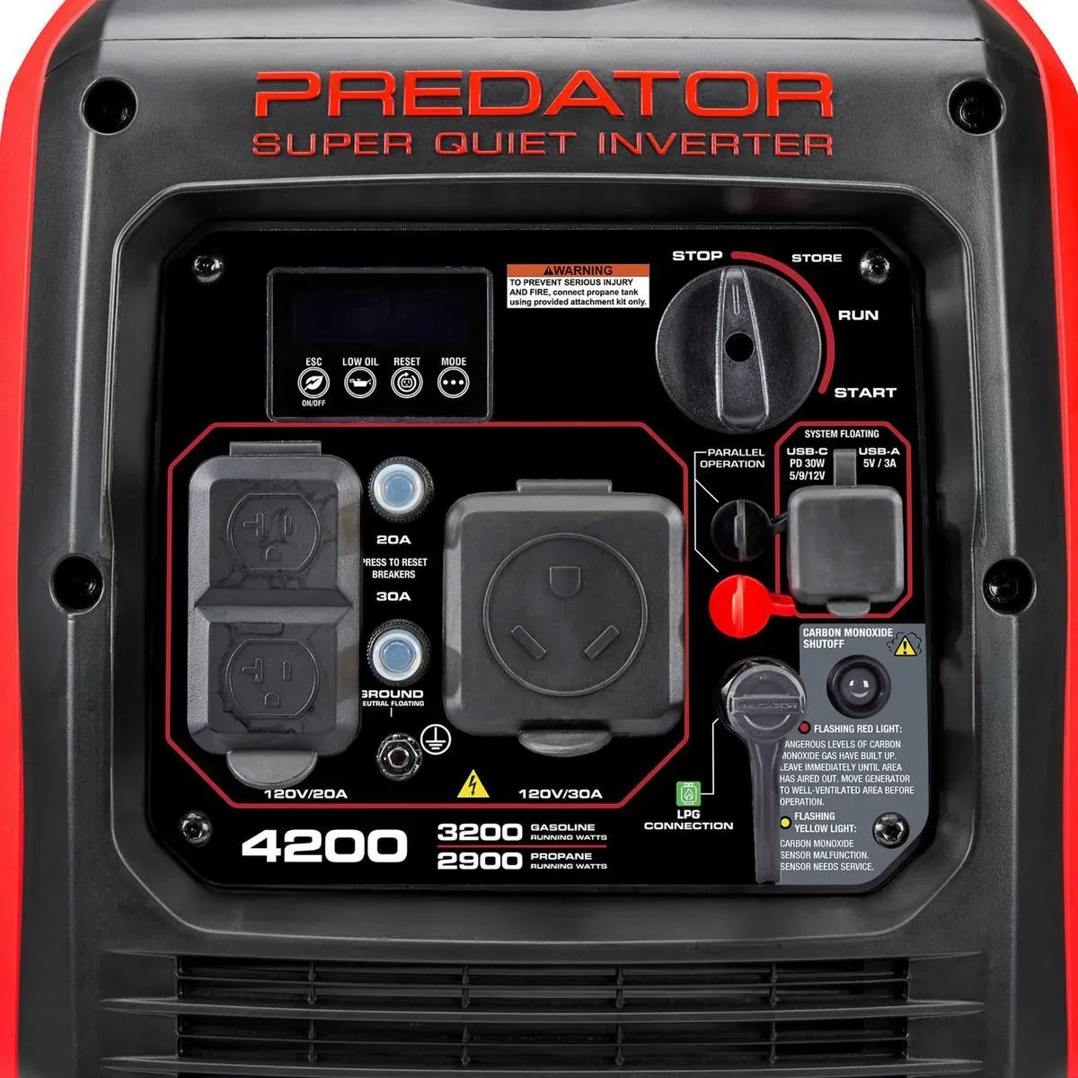 Predator 4200 Watt Dual-Fuel Super Quiet Inverter Generator With Co Secure Technology