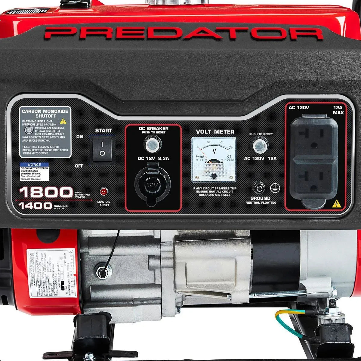 Predator 1800 Watt Gas-Powered Portable Generator With Co Secure Technology