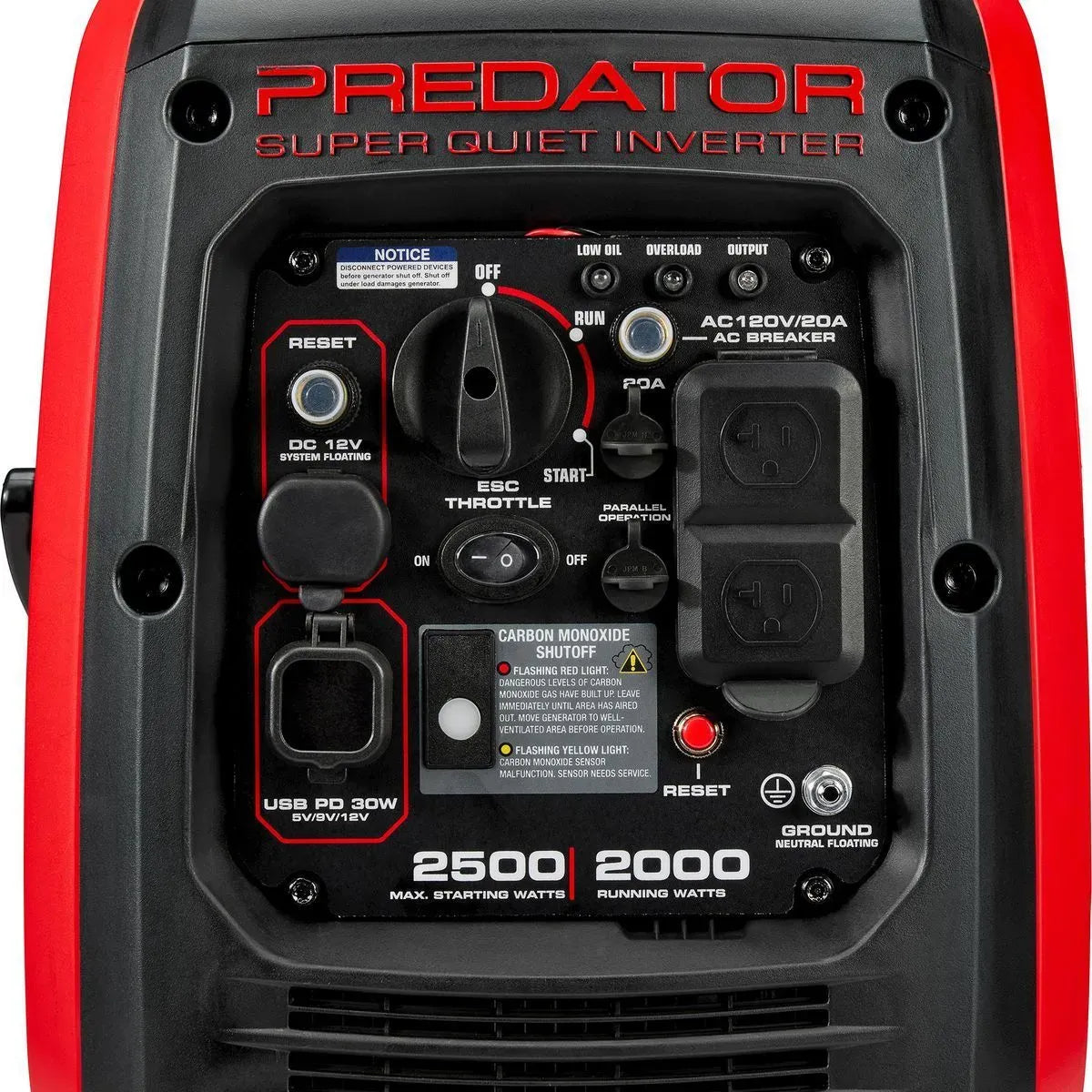 Predator 2500 Watt Super Quiet Inverter Generator With Co Secure Technology