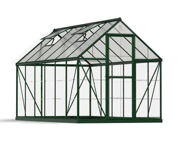 Hybrid 6′ x 12′ Greenhouse – Green Aluminium Frame & Hybrid Polycarbonate Panels