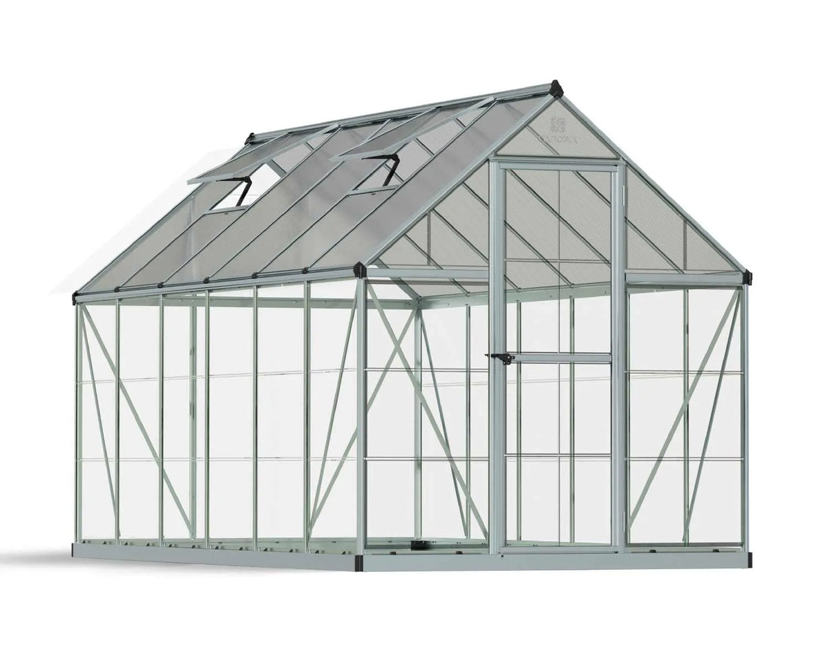 Hybrid 6′ x 12′ Greenhouse – Green Aluminium Frame & Hybrid Polycarbonate Panels