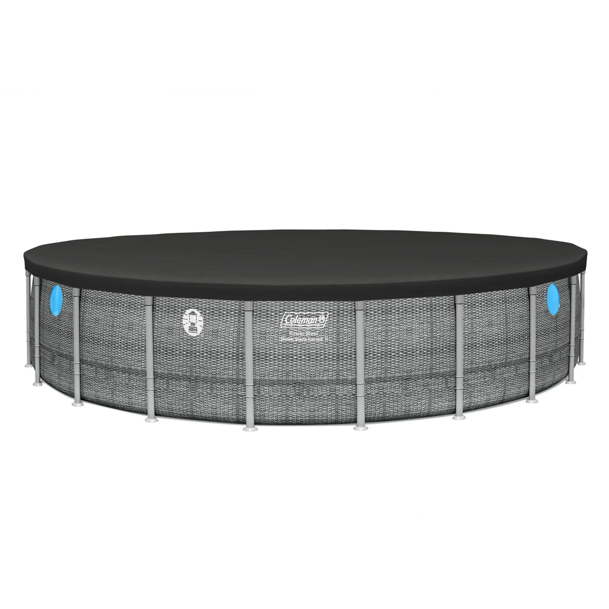 Coleman Power Steel 22’x52” Metal Frame Above Ground Pool w/ Pump, Ladder, & Cover, Gray