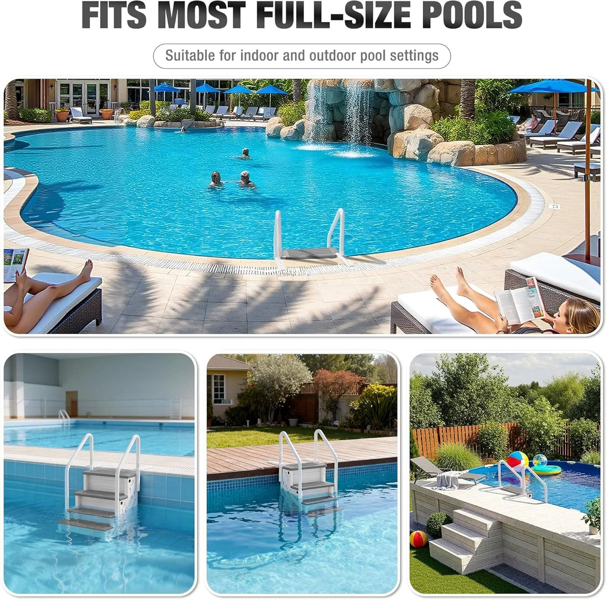 BETISEF Pool Ladder Above Ground, Heavy Duty 4Step Pool Ladder with Dual Handrails and Nonslip Steps, 500 LBS Load Capacity, for 46-58 Inch
