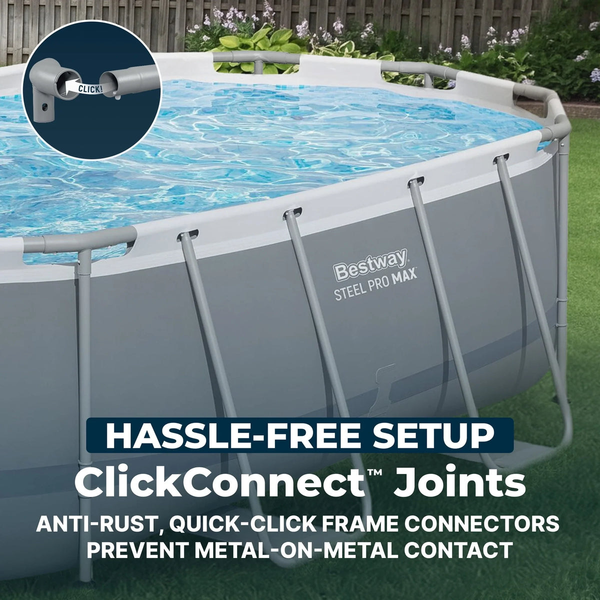 Bestway Steel Pro MAX 14 ft x 8 ft 2 in x 39.5 In, Oval Above Ground Pool Set, Outdoor Frame Swimming Pool