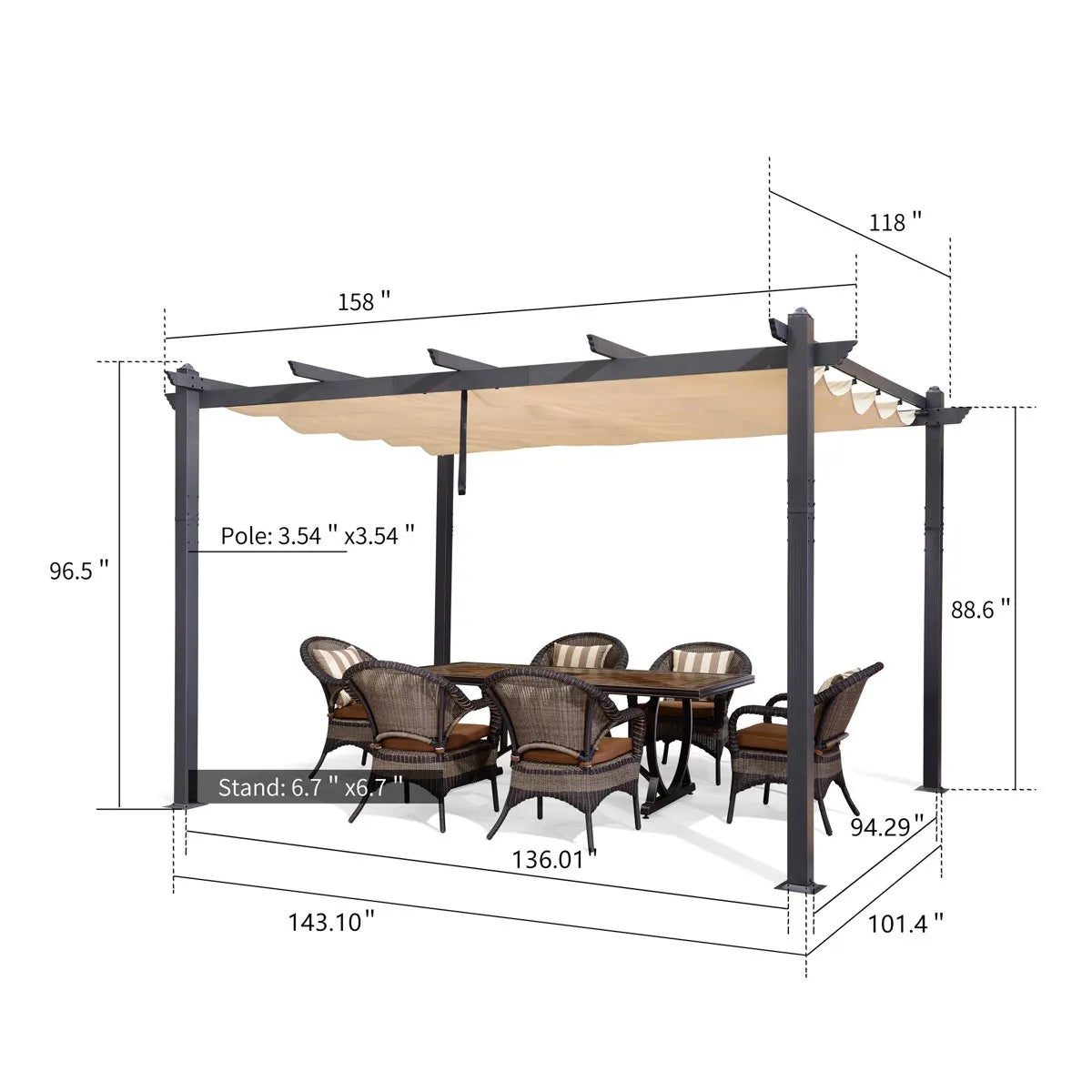 4m x 3m Aluminium Pergola