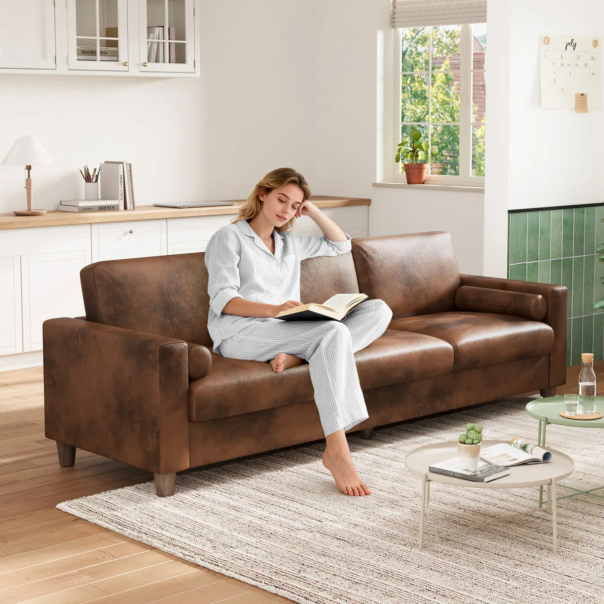 3 Seater Faux Leather Sofa