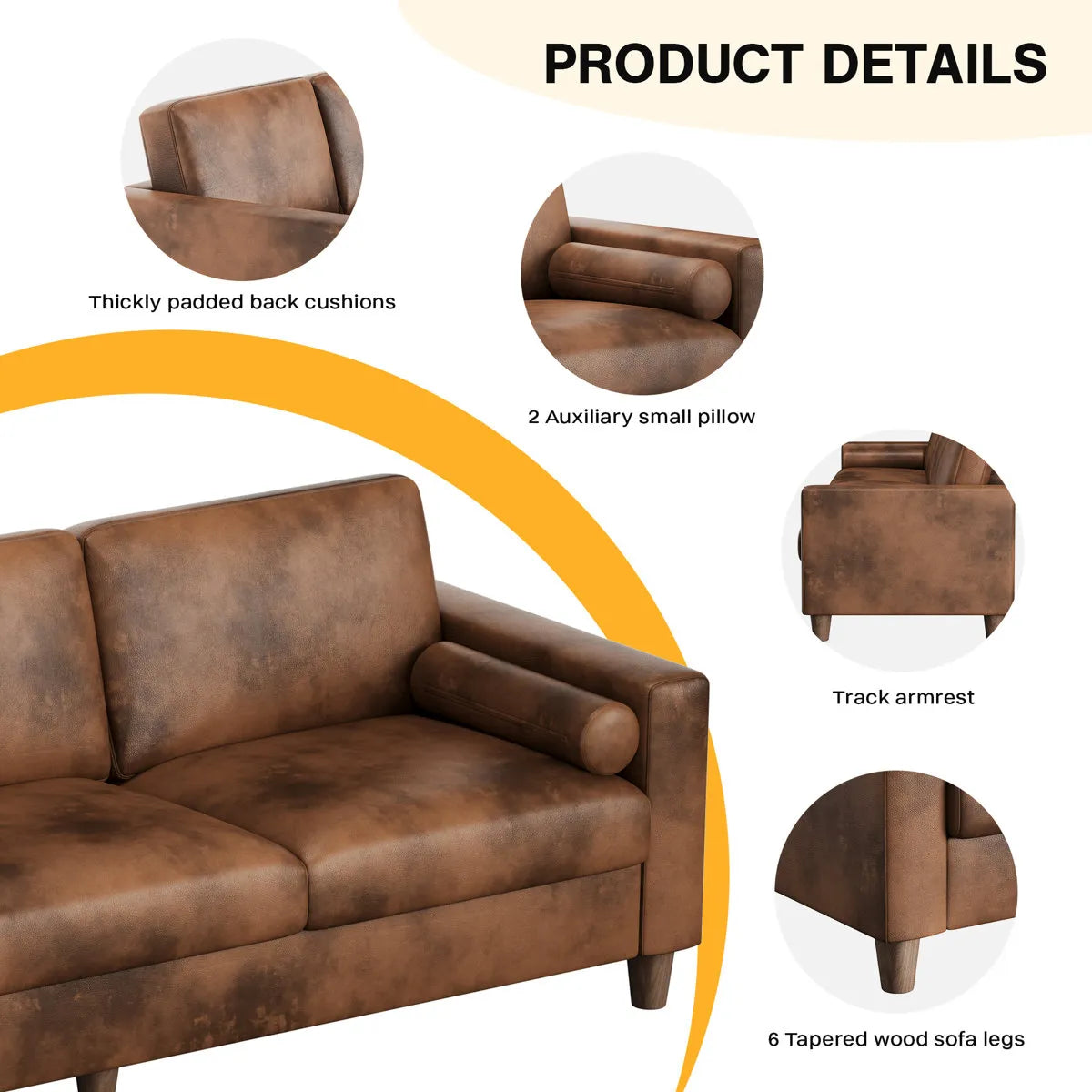 3 Seater Faux Leather Sofa