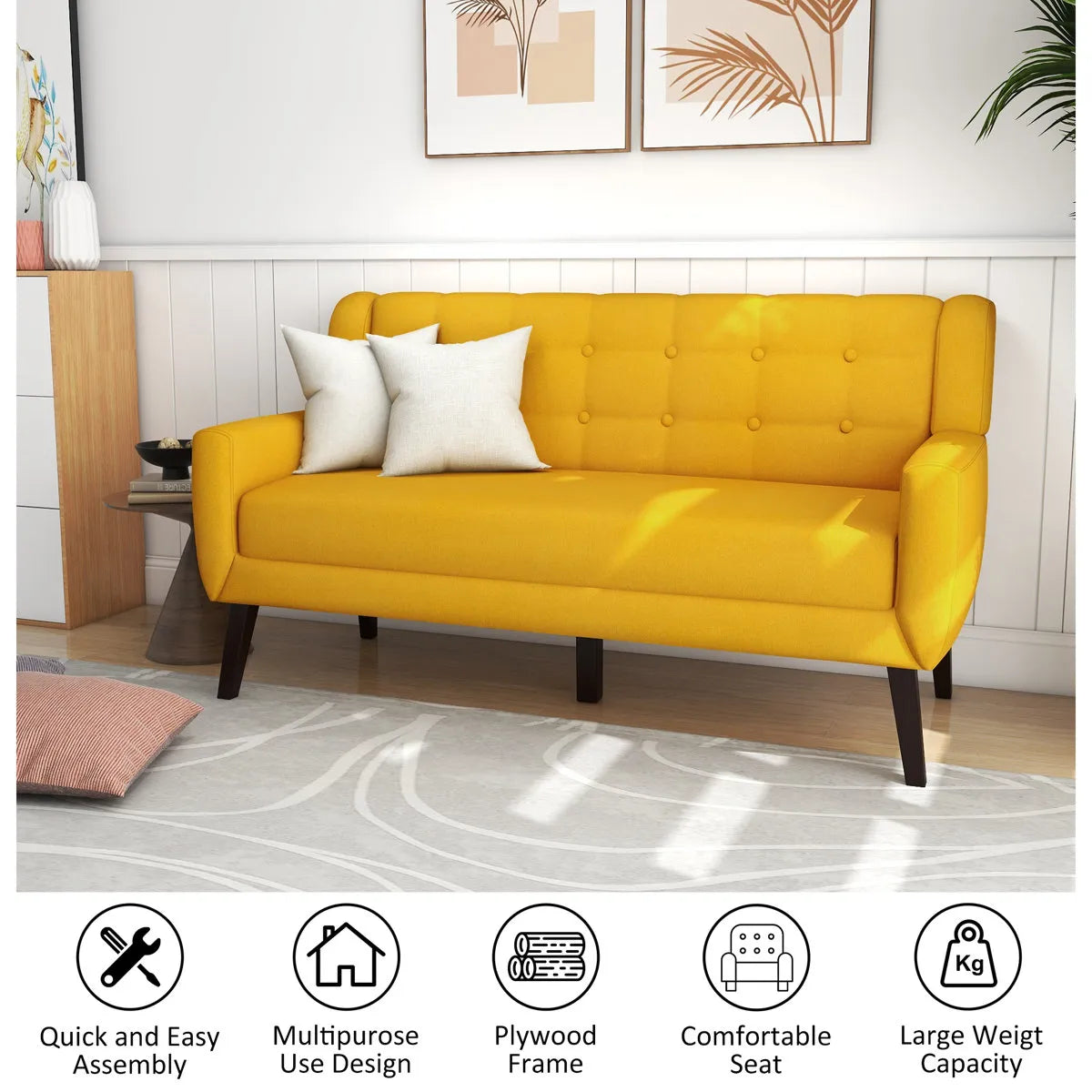 Jaqueze 159.9Cm Square Arms Sofa