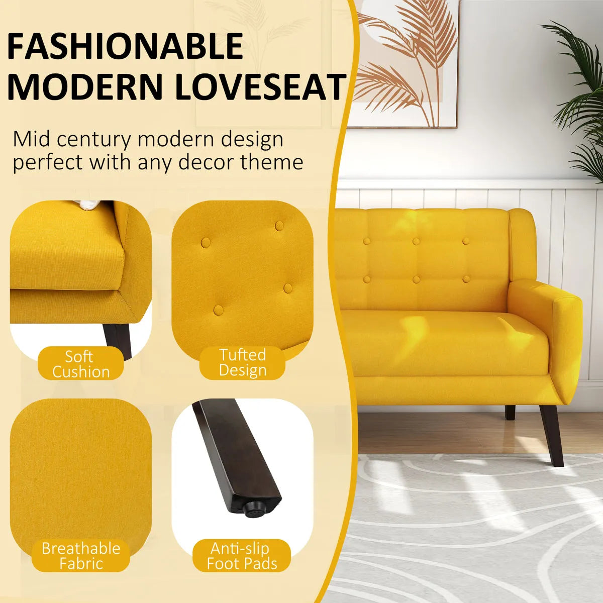 Jaqueze 159.9Cm Square Arms Sofa