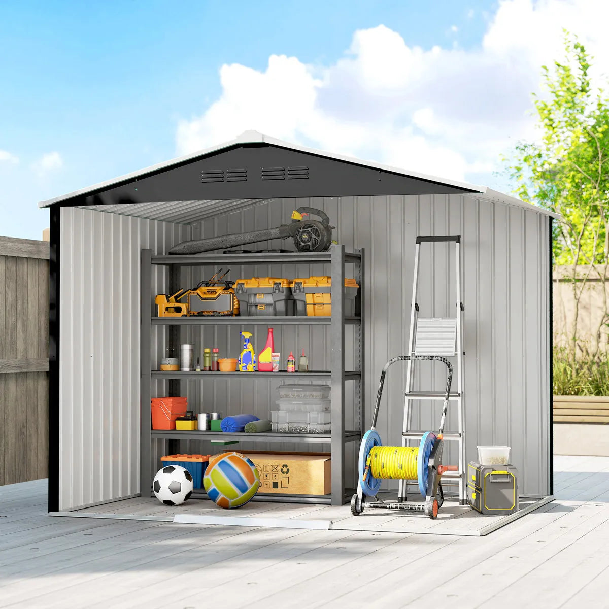 Outsunny 7.7 x 5.6ft Metal Garden Shed with Ventilation Slots