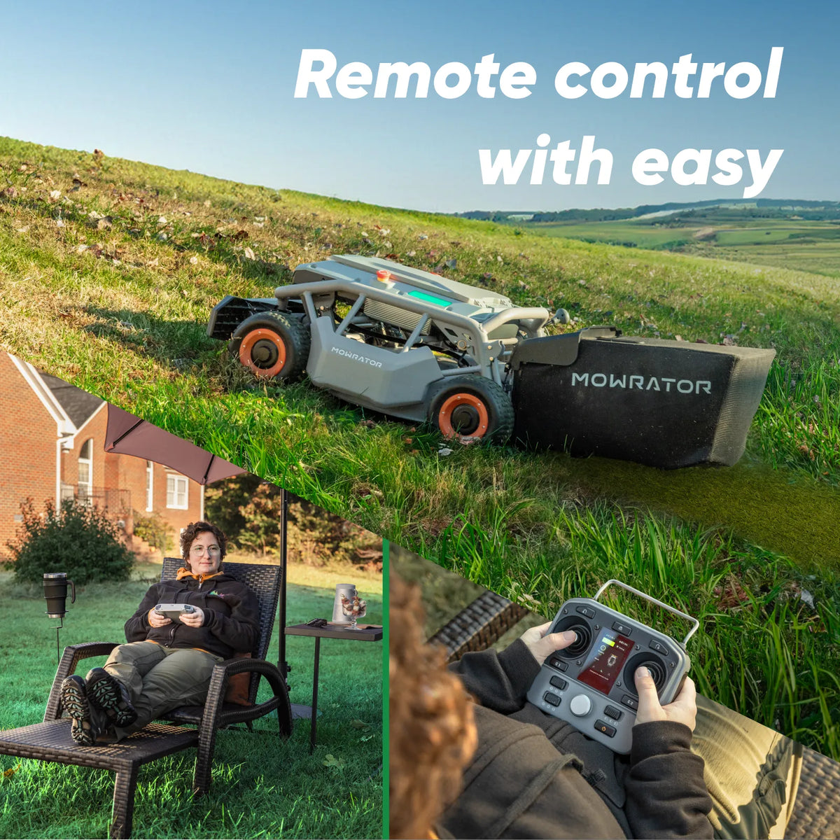 Mowrator S1 4WD 18Ah Remote Control Lawn Mower 21″ Mow, Vac and Plow Bundle