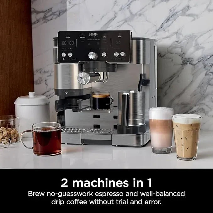 Ninja Luxe Caf Mini Espresso Machine & Drip Coffee Maker with Built-in Grinder