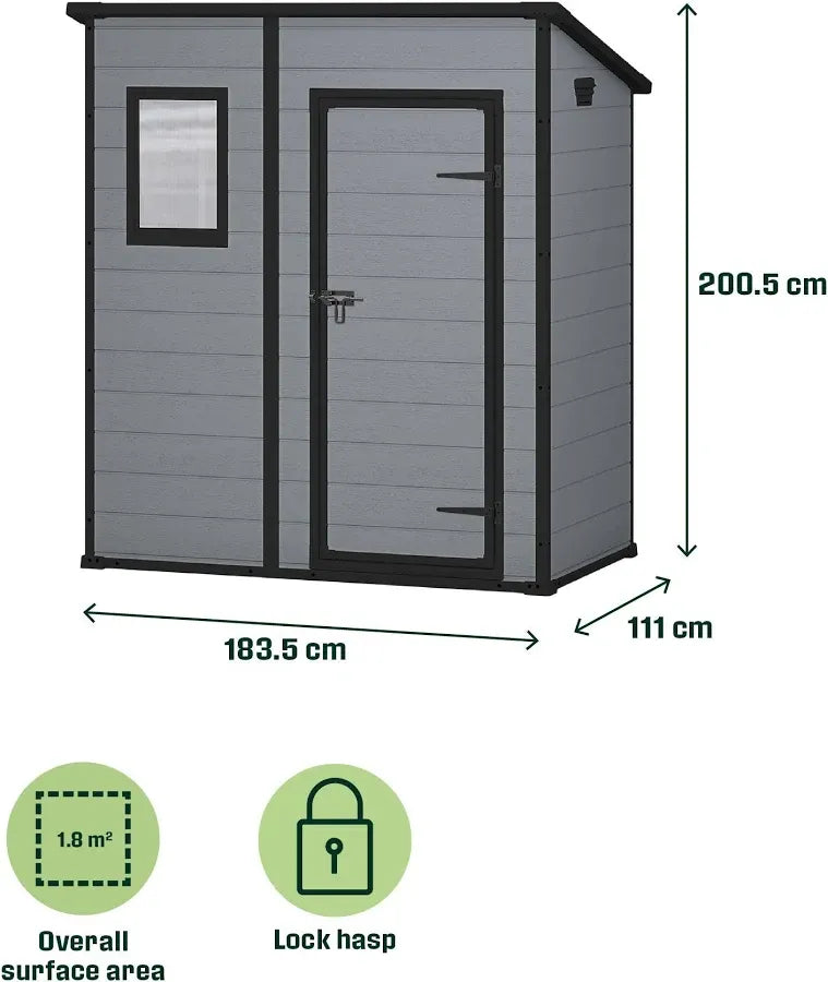 Klikstrom Senner 6×4 ft Pent Grey Shed With Floor & 1 Window