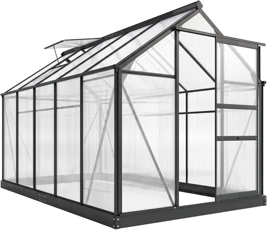 Outsunny 6x10ft Walk-in Polycarbonate Greenhouse Plant Grow Galvanized