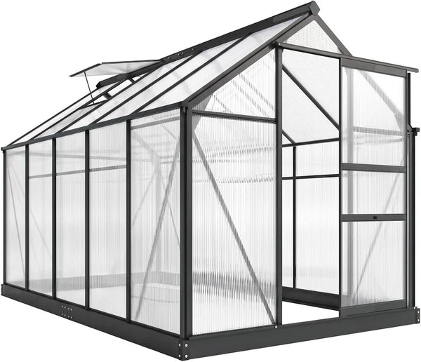 Outsunny 6x10ft Walk-in Polycarbonate Greenhouse Plant Grow Galvanized