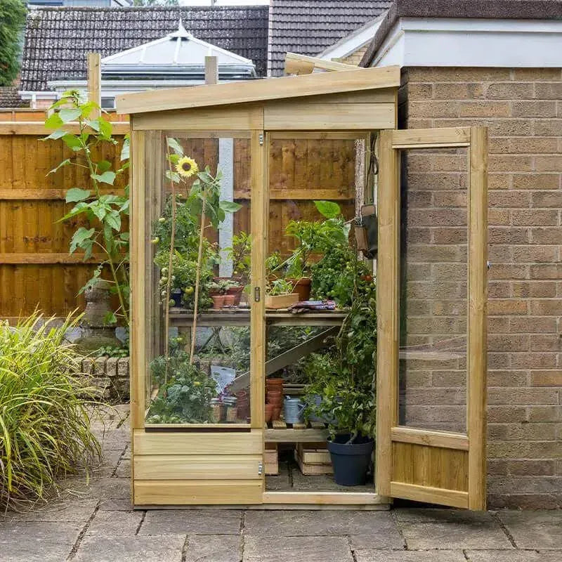 Hartwood 4′ x 4′ Dale Lean-To Wooden Greenhouse