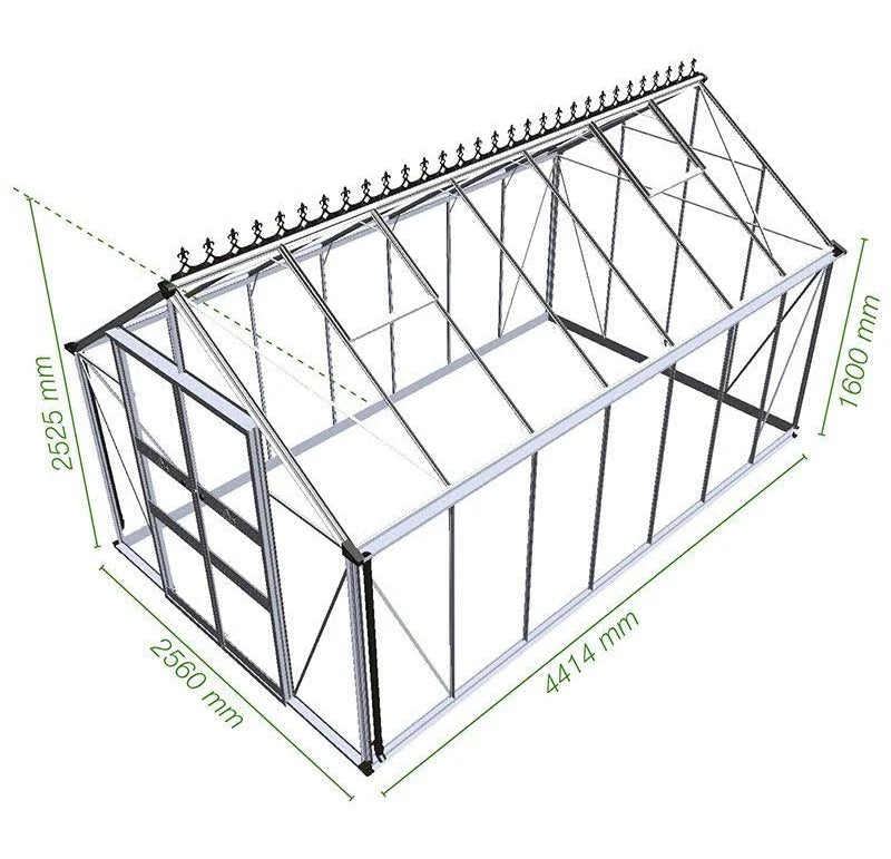 8′ x 14′ Halls Cotswold Blockley Greenhouse with Toughened Glass (2.56m x 4.41m)