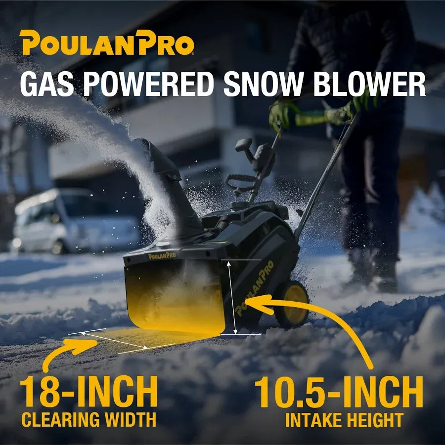 Poulan Pro Single Stage Gas Snow Blower 18 inch with Electric Start