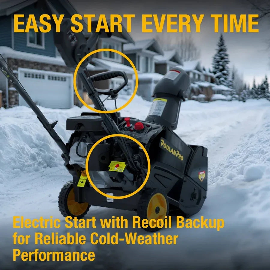 Poulan Pro Single Stage Gas Snow Blower 18 inch with Electric Start