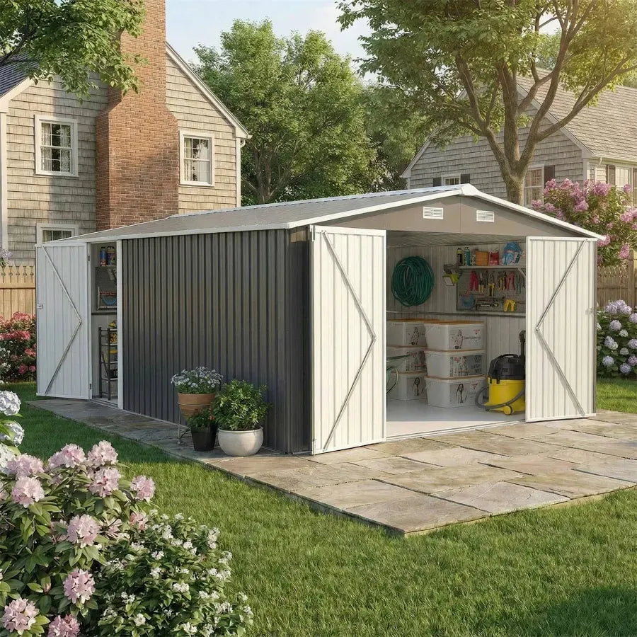 Mondawe 10-ft x 12-ft 3 Lockable Doors Metal Storage Sheds