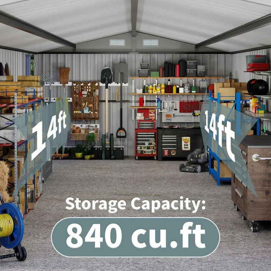 Mondawe 10-ft x 12-ft 3 Lockable Doors Metal Storage Sheds