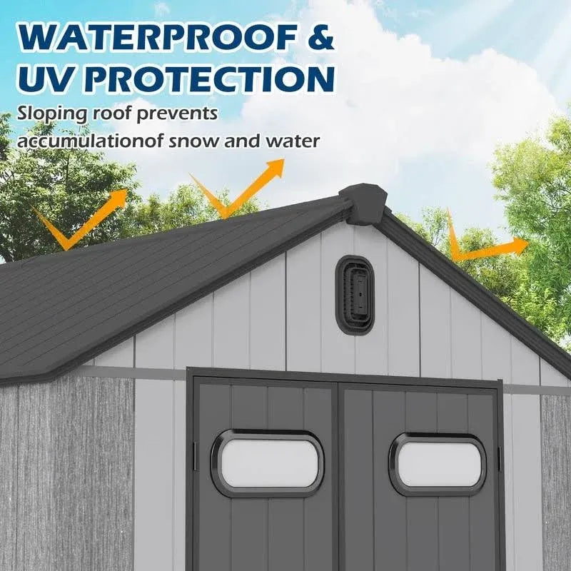 Outdoor Resin Storage Shed Waterproof Plastic Garden Shed with Lockable Door