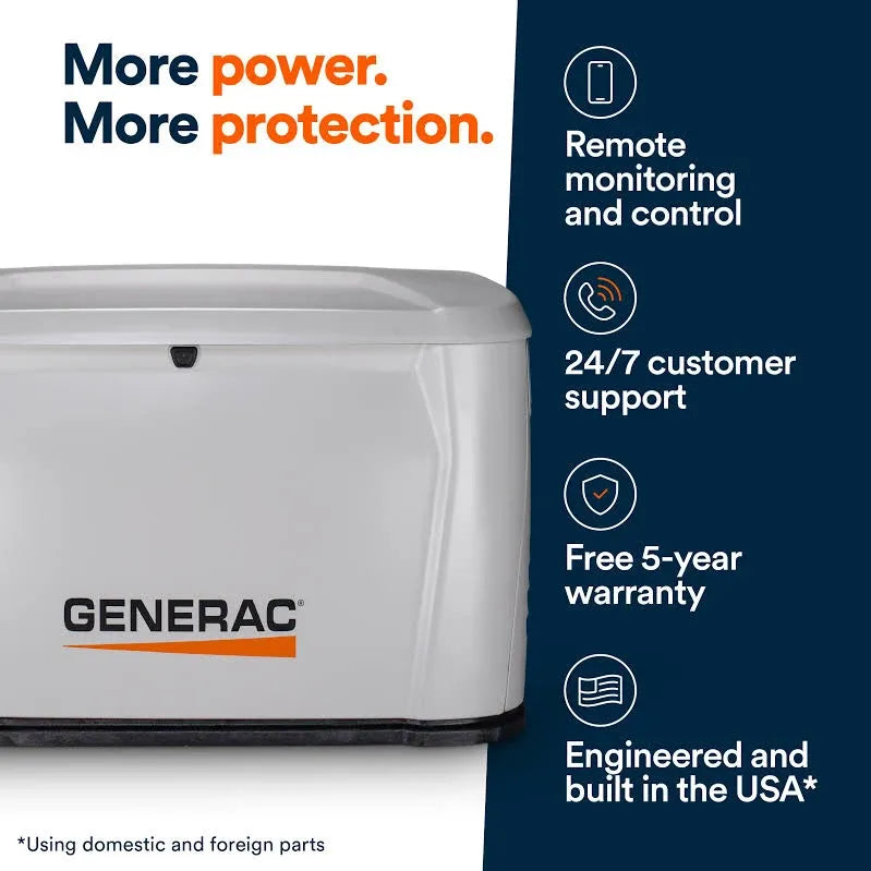 Generac Guardian 22kW Standby Generator 200A Switch 7043