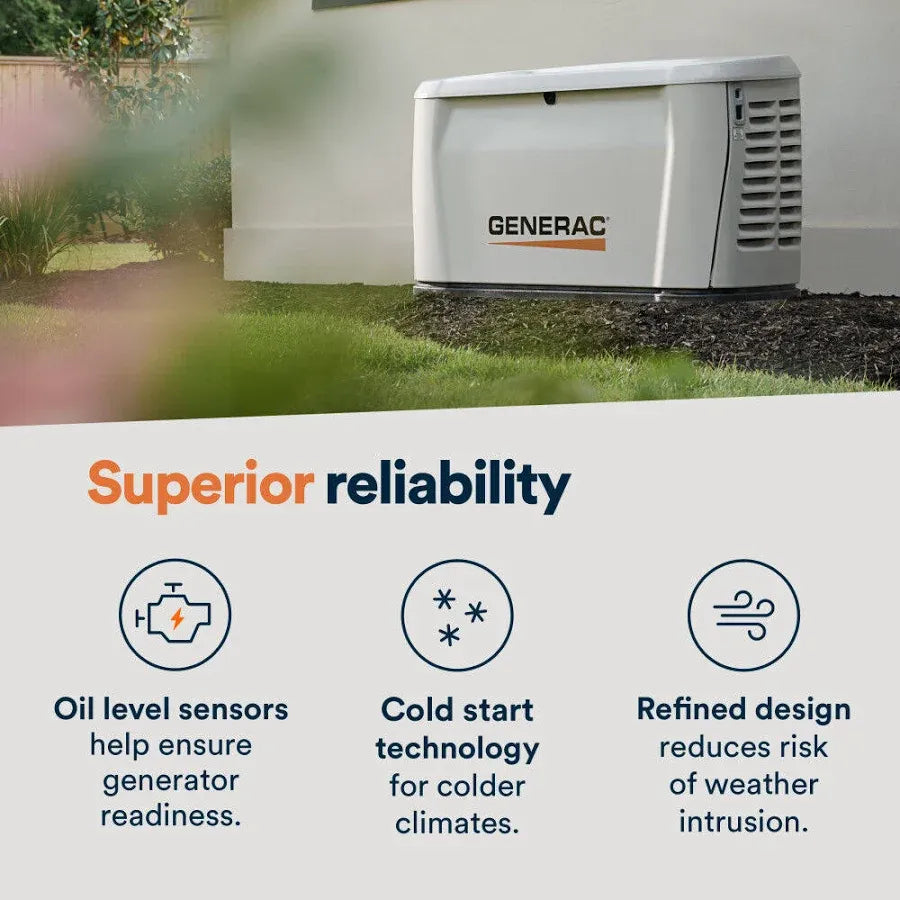 Generac Guardian 22kW Standby Generator 200A Switch 7043
