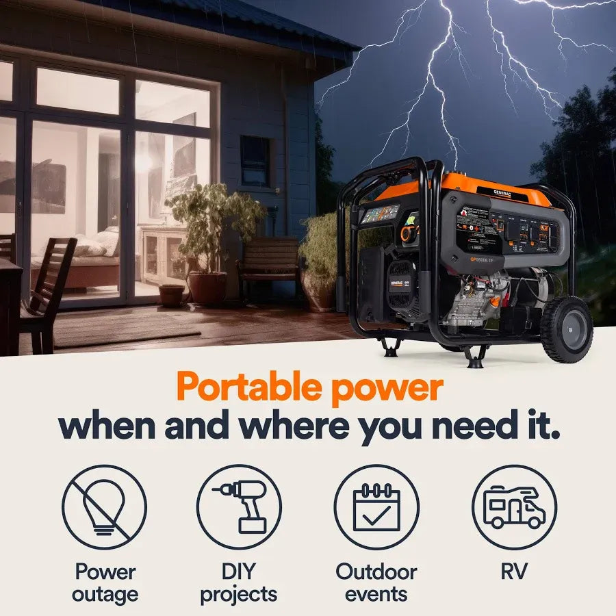 Generac GP9500E Tri Fuel Portable Generator 8063